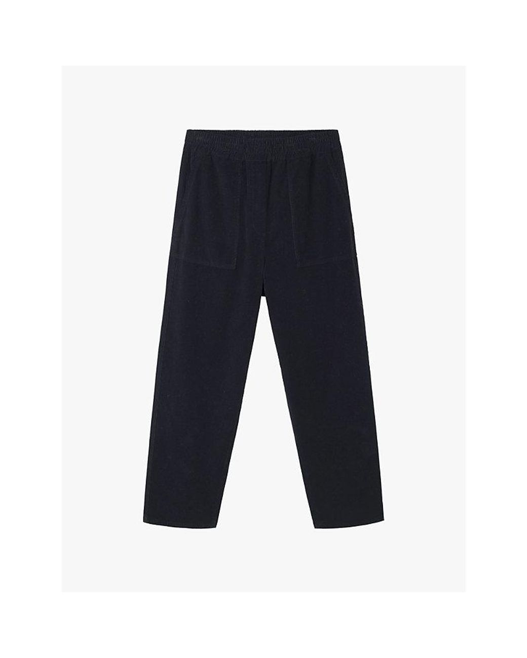 The White Company Elasticated-Waist Tapered-Leg Mid-Rise Organic-Cotton  Corduroy Trousers in Blue | Lyst UK