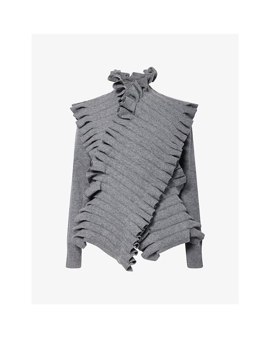 A.W.A.K.E. MODE Gray Front-Panel Pleats Wool And Cashmere Knitted Jumper