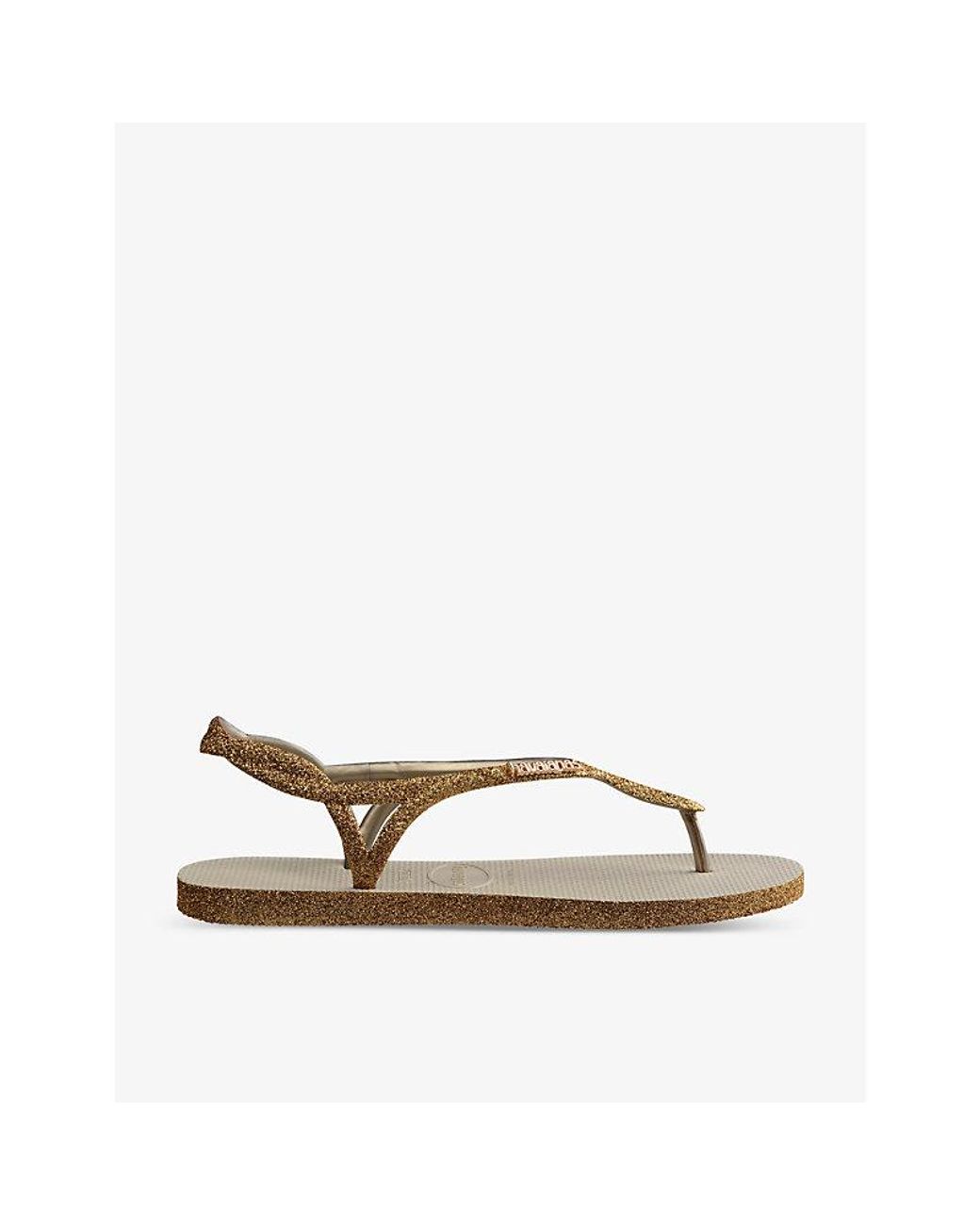 Havaianas Luna Sparkle Logo-embossed Woven Sandals in Natural | Lyst