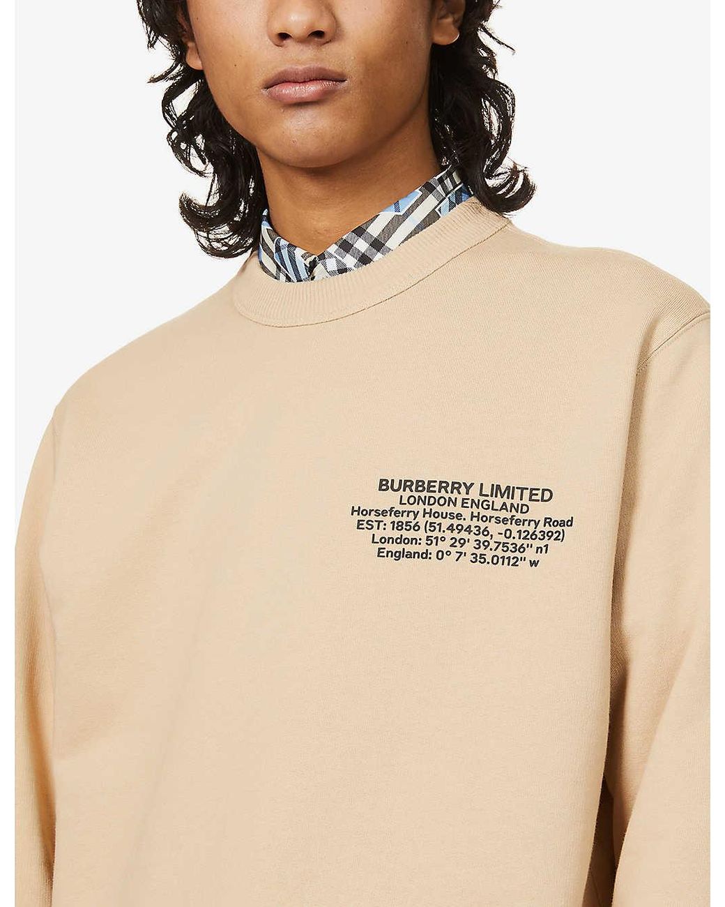 Burberry Angelo Logo-print Cotton-jersey Sweatshirt in Natural for Men |  Lyst