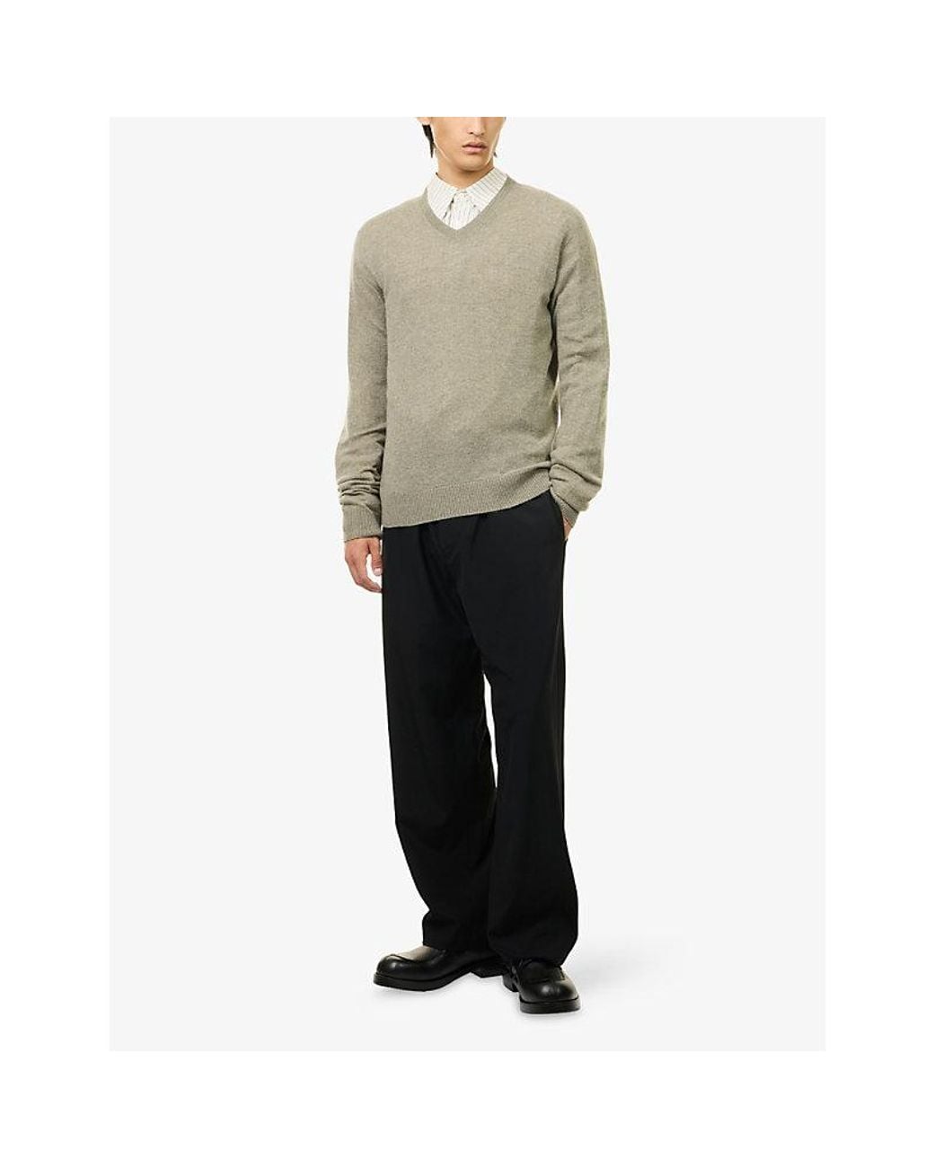 The Row Black Pascale Relaxed-Fit Wool Trousers for men