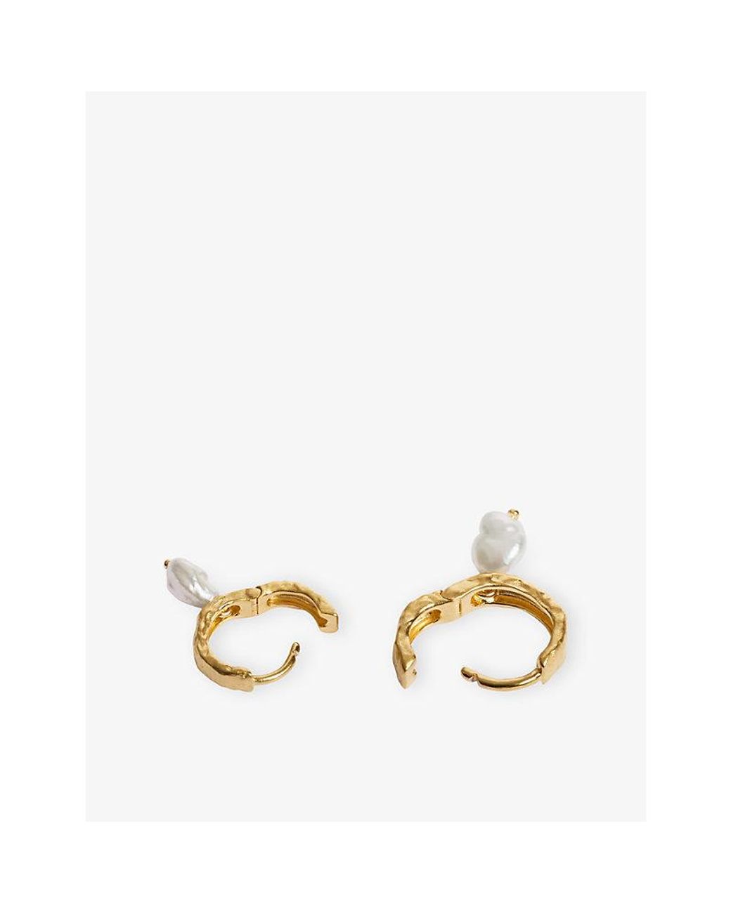 Monica Vinader Metallic Capri Pearl 18Ct Vermeil Huggie Earrings