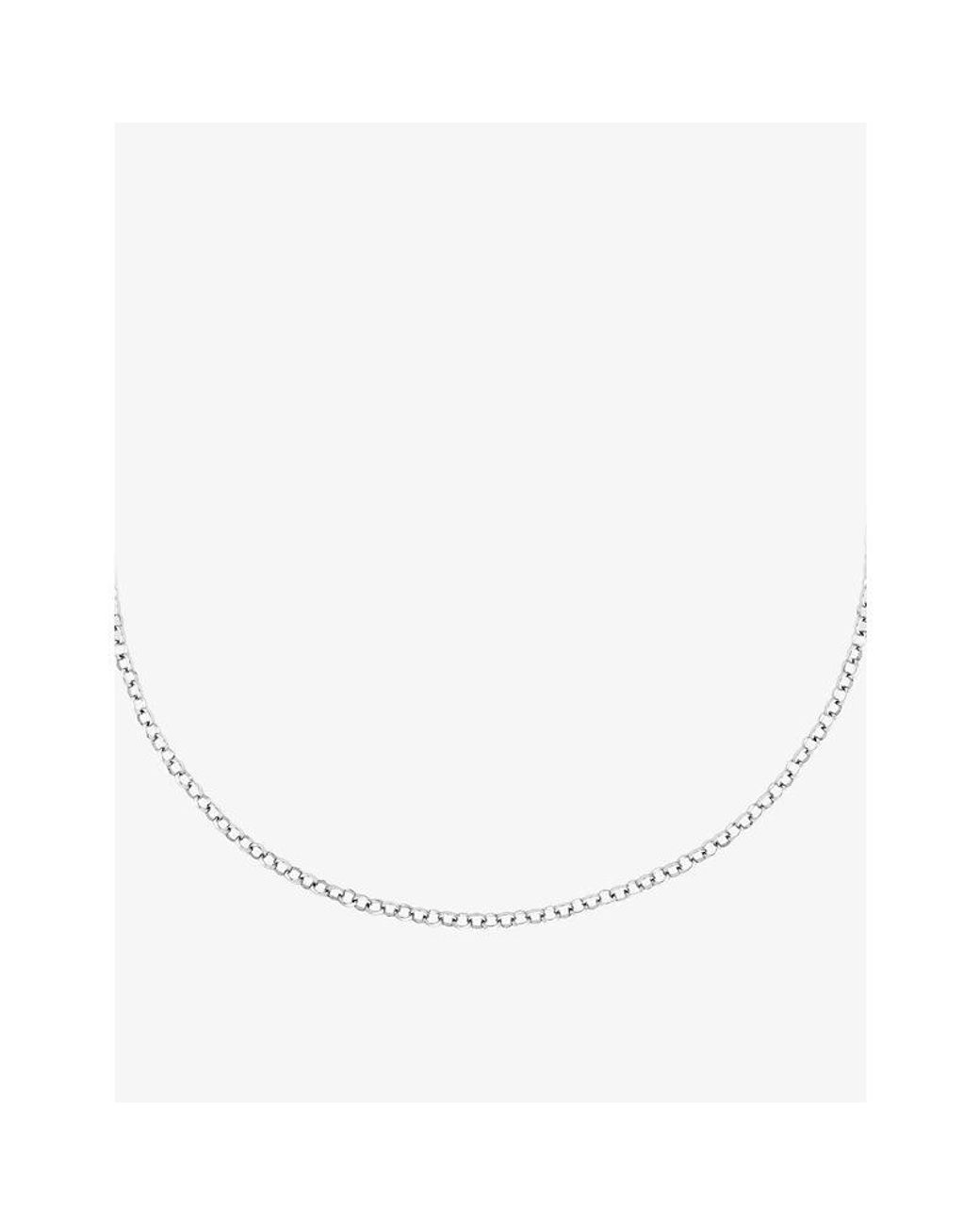 Astrid & Miyu White T-Bar Rhodium-Plated Brass Rolo Chain Necklace