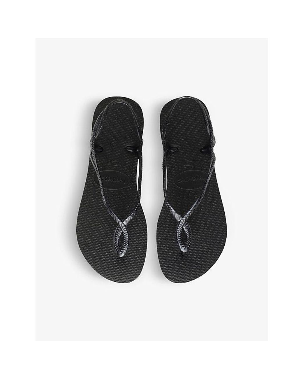 Havaianas Black Luna Cross-Straps Rubber Sandals