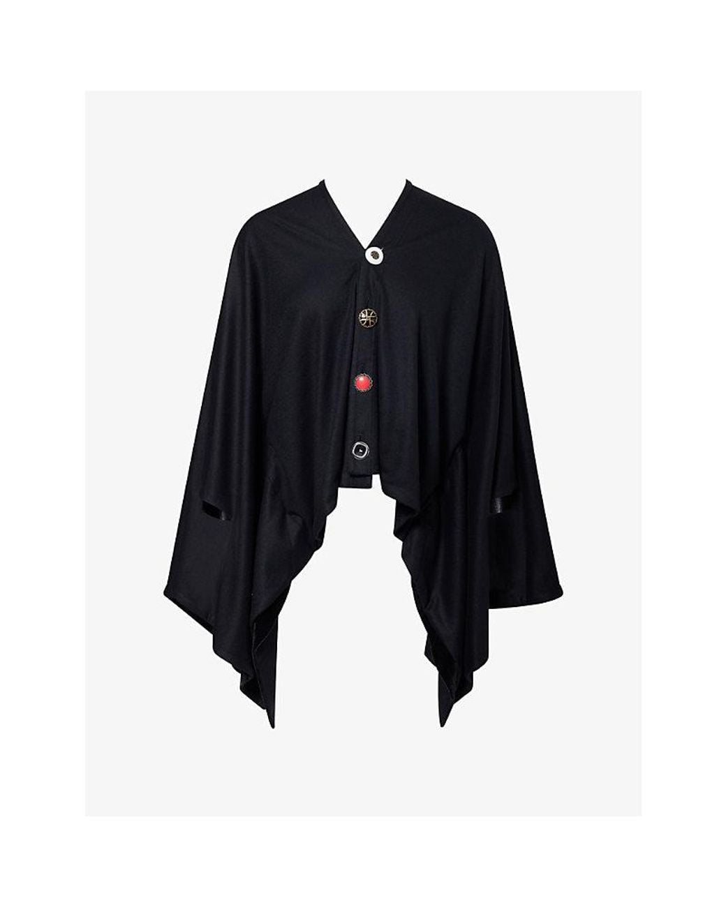 Junya Watanabe Black Button Draped Wool T-Shirt