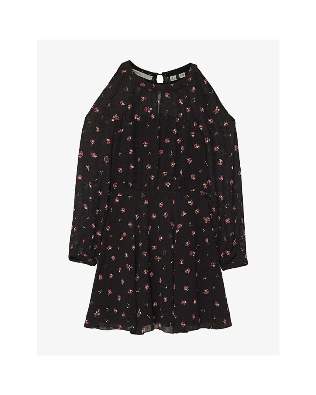 AllSaints Black Chrissy Floral-Print Woven Mini Dress