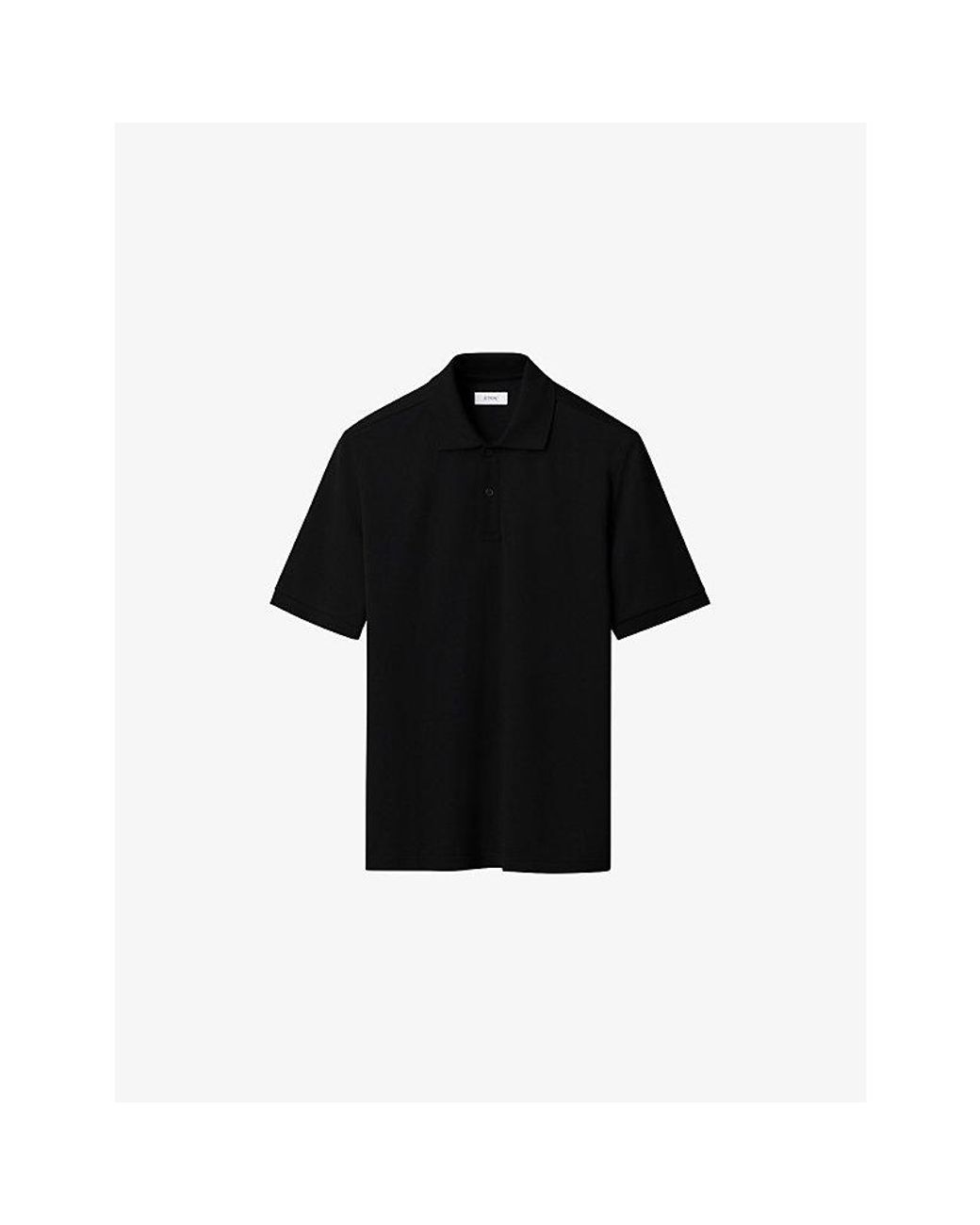 Eton of Sweden Black Short-Sleeved Cotton-Piqué Polo Shirt for men