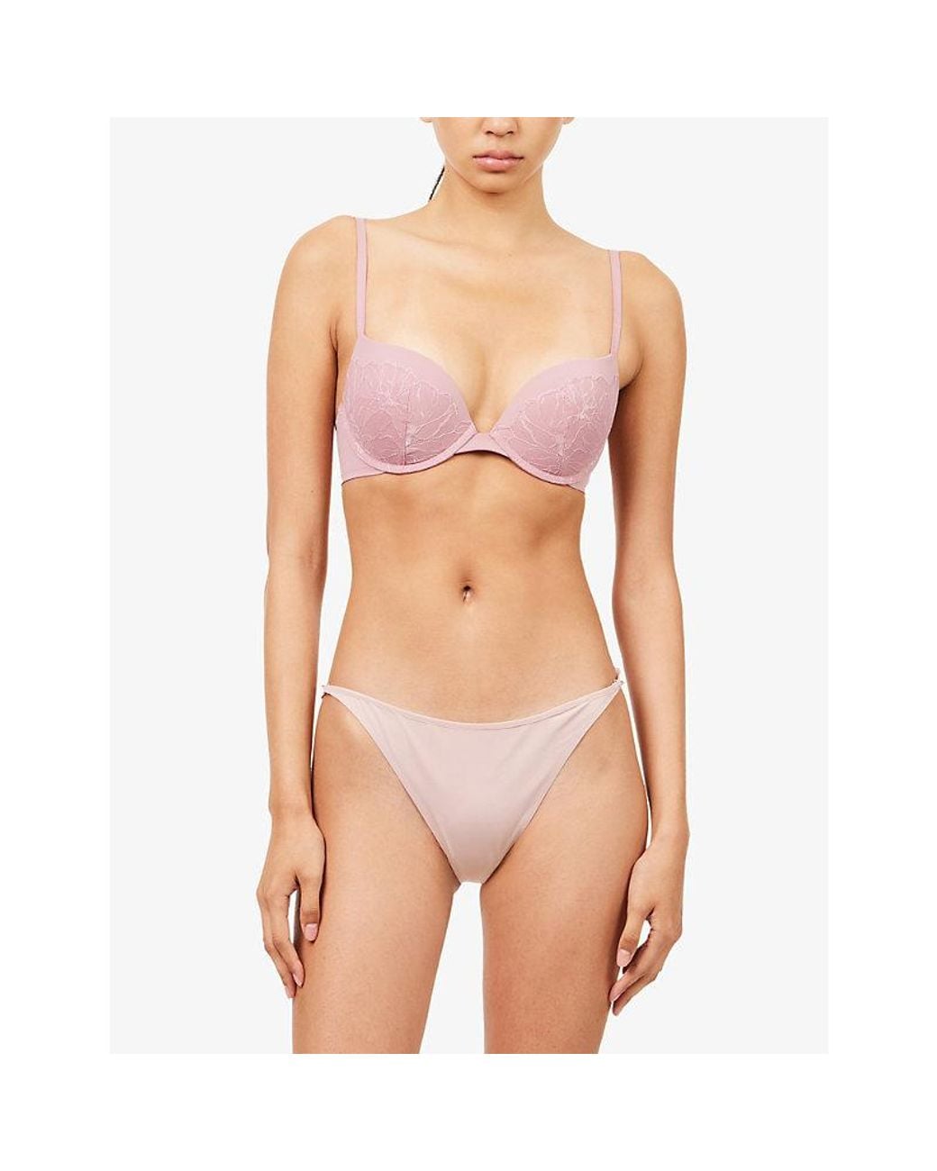 Calvin Klein Pink Perfectly Fit Lace Plunge Bra
