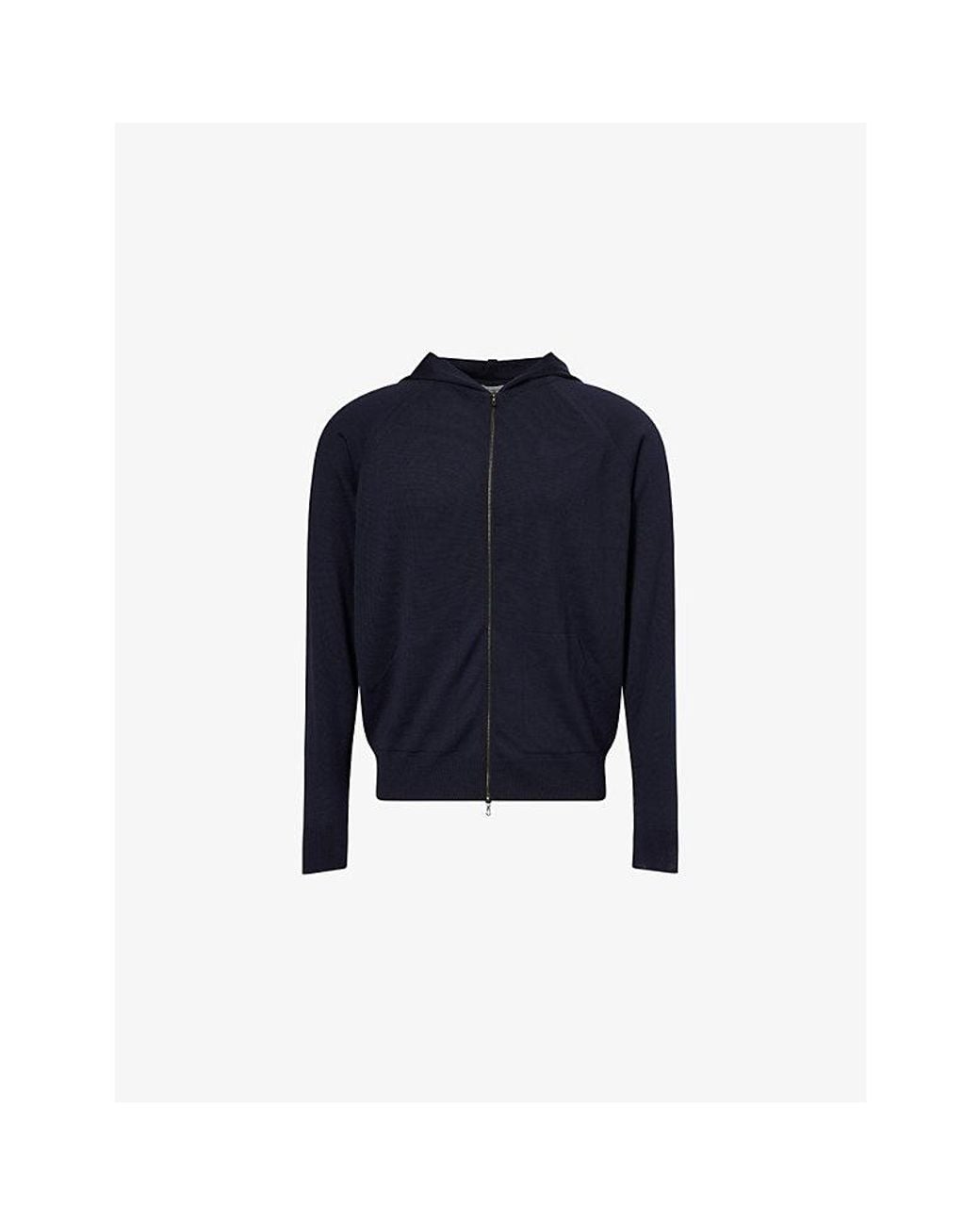 John Smedley Blue Carty Zip-Up Merino-Wool Hoody for men