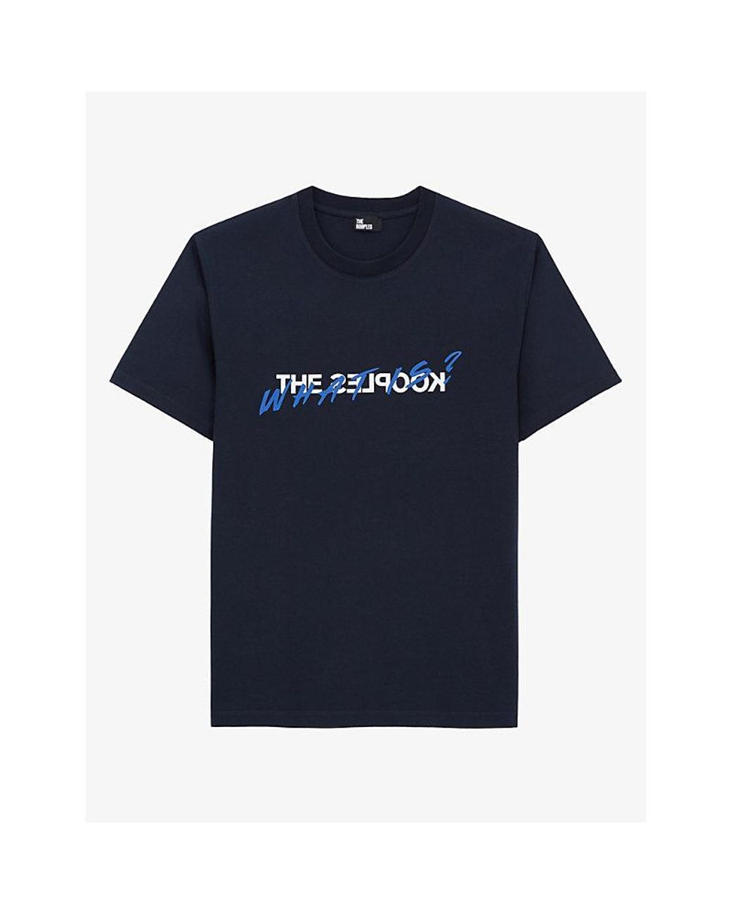 The Kooples Blue Logo-Print Crewneck Cotton-Jersey T-Shirt Xxl for men
