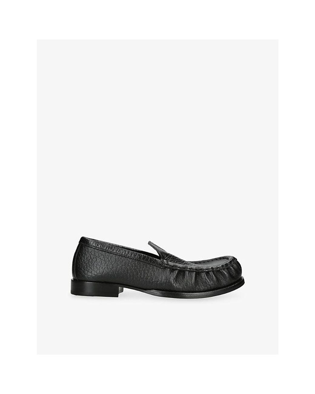 Dries Van Noten Black Round-Toe Leather Loafers