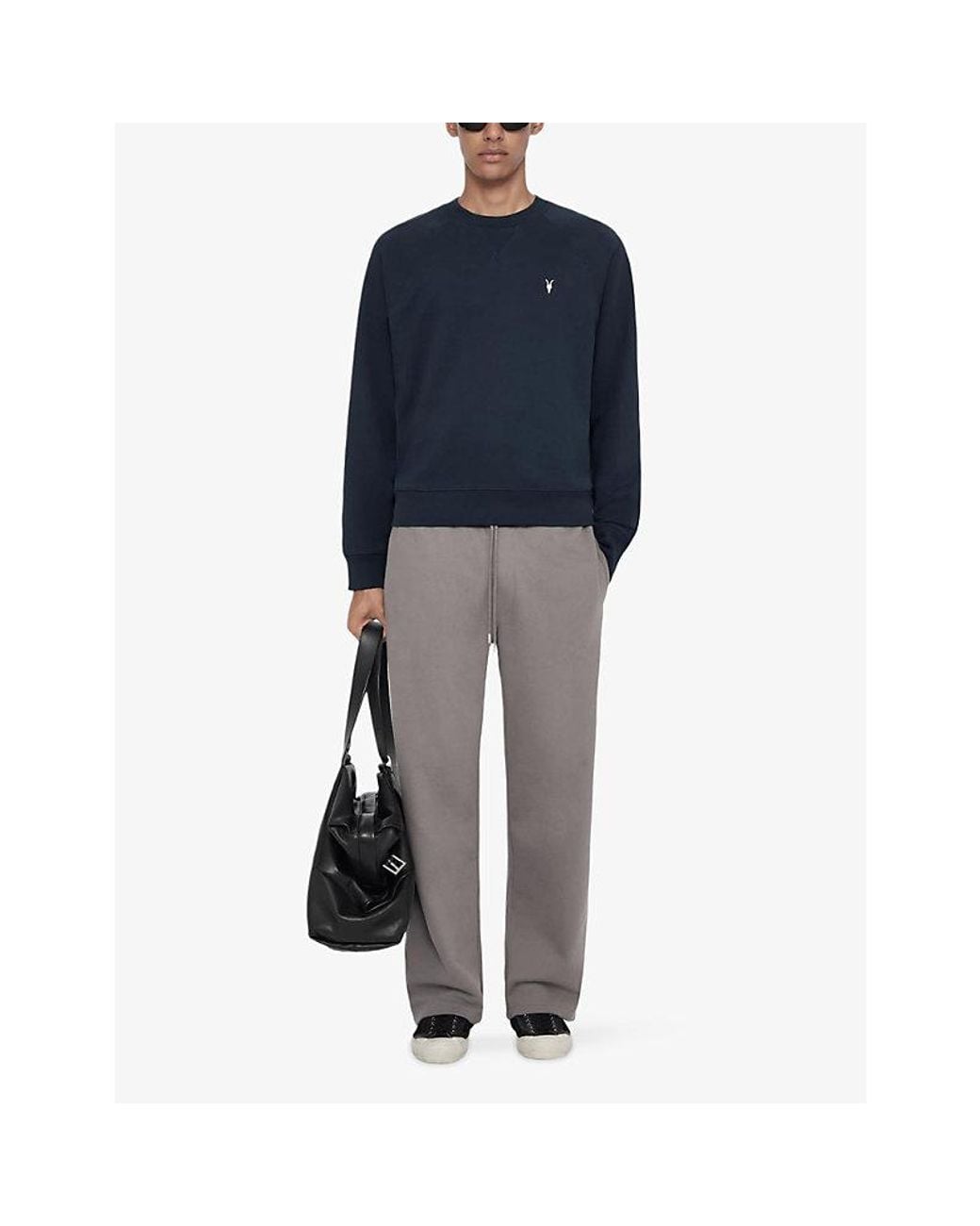 AllSaints Blue Harlow Ramskull Raglan Jersey Jumper for men