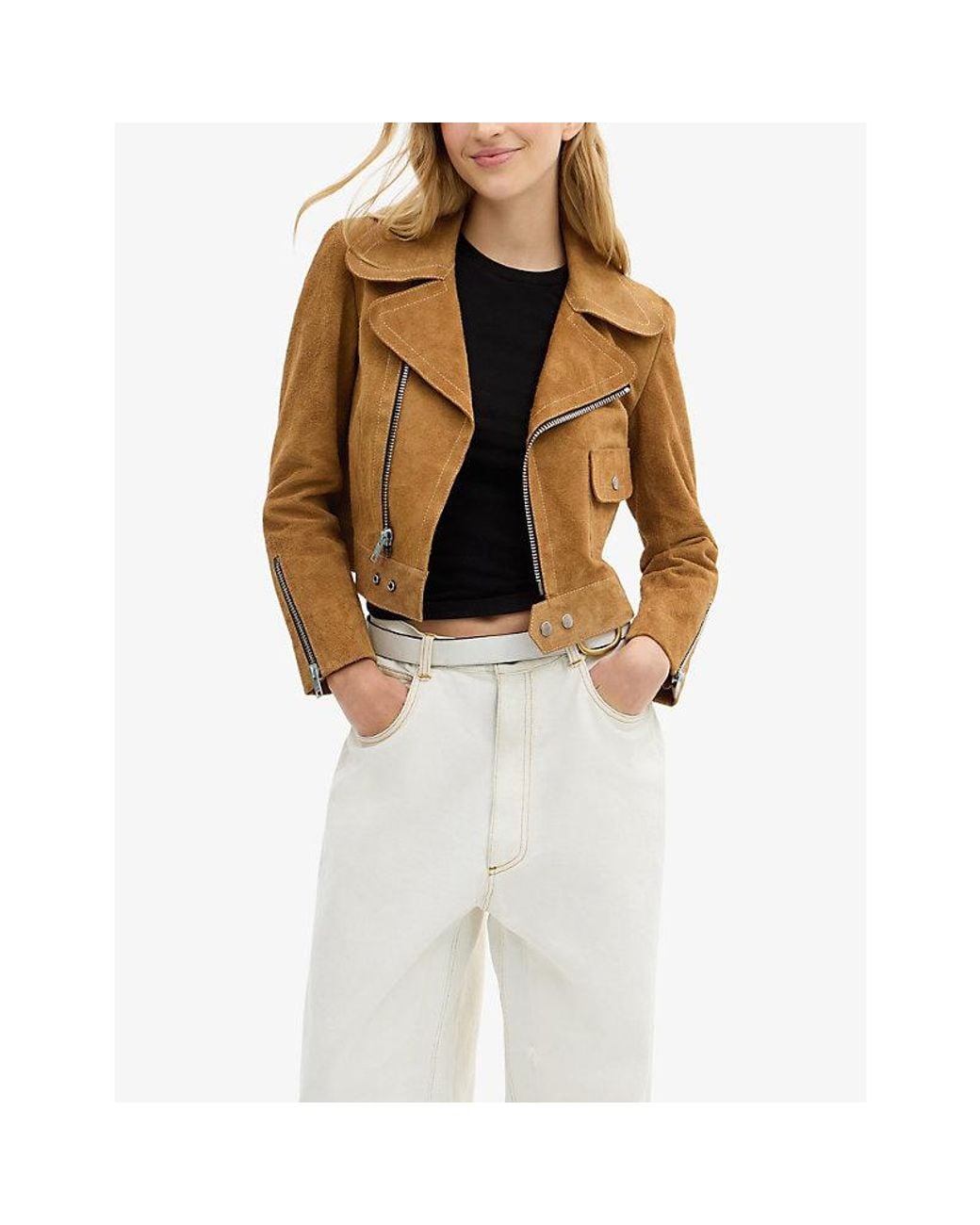 COACH Metallic Asymmetric Suede Jacket