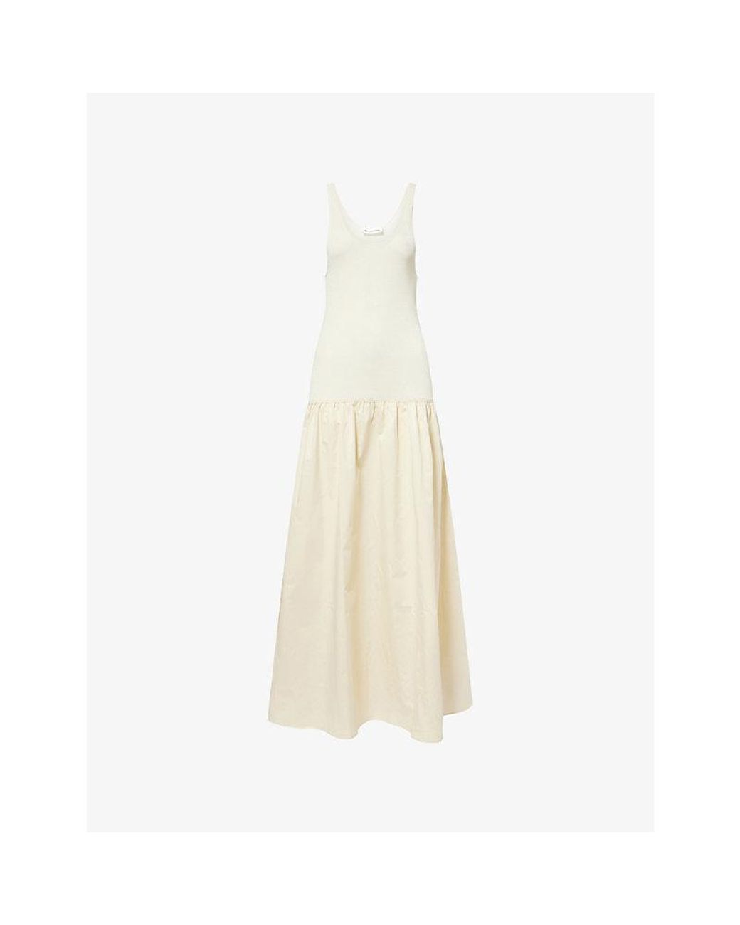 Frankie Shop White Iliya Drop Waist Cotton Blend Maxi Dress