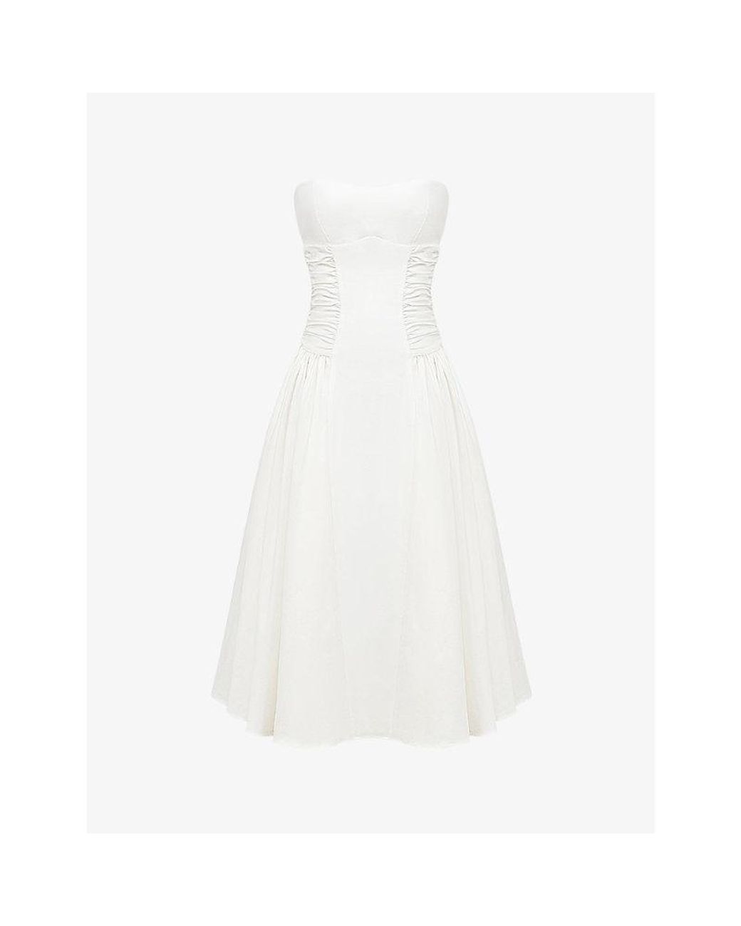 House Of Cb White Georgiana Slim-Fit Strapless Stretch-Cotton Midi Dress