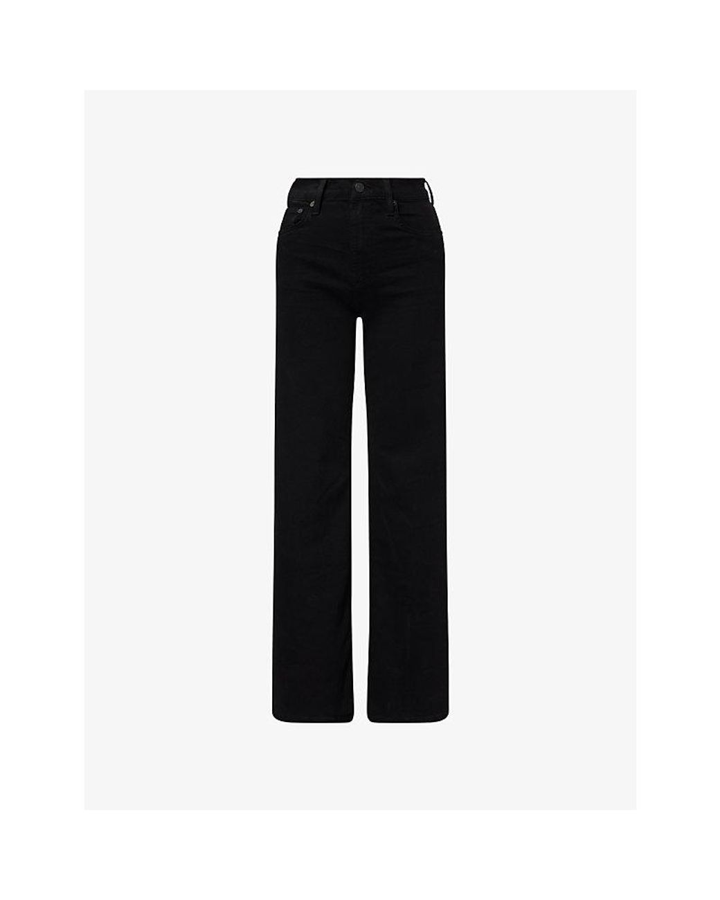 Citizens of Humanity Black Lyra Wide-Leg Cotton-Blend Jeans