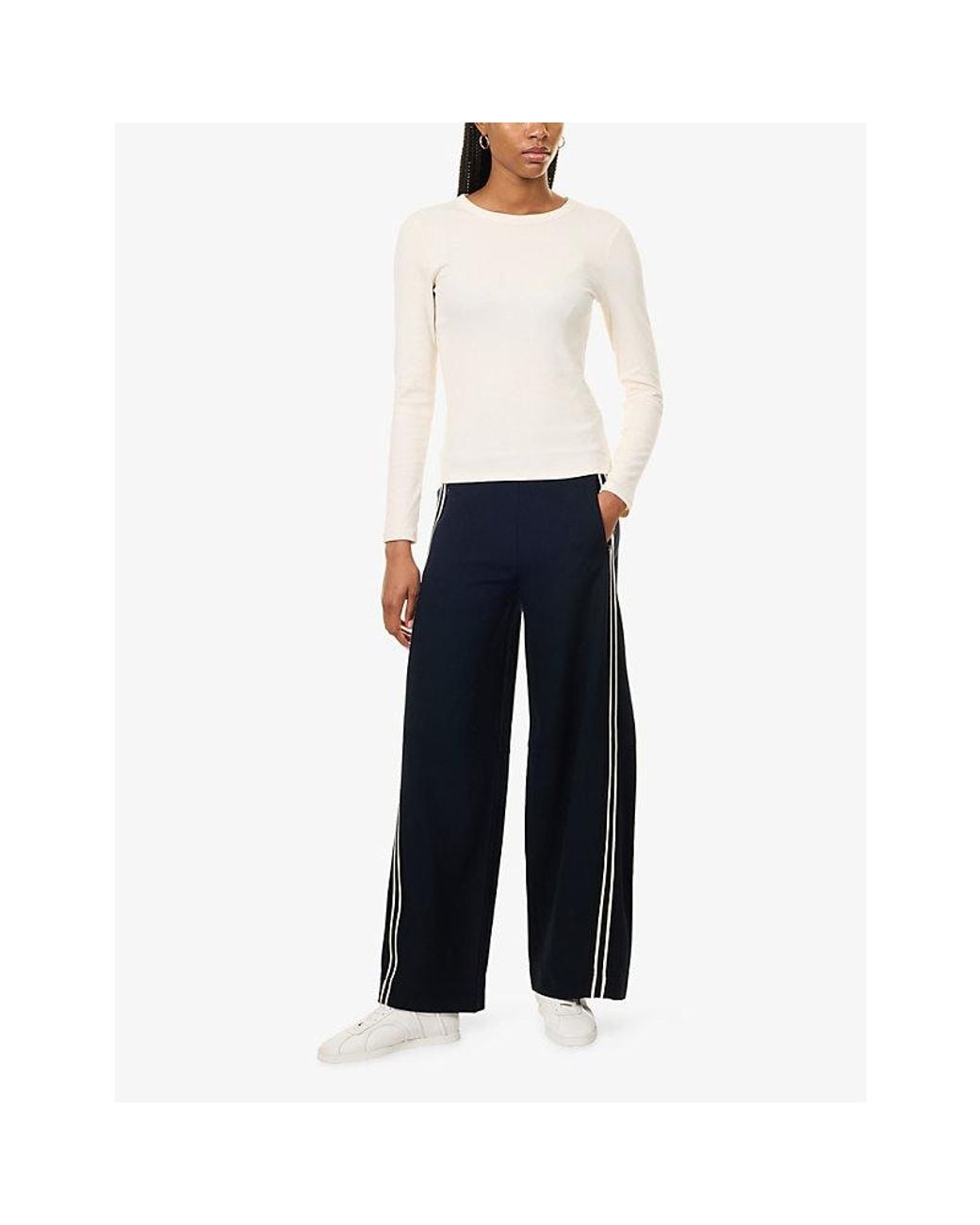 ME+EM White Slim-Fit Ribbed Cotton-Blend Top
