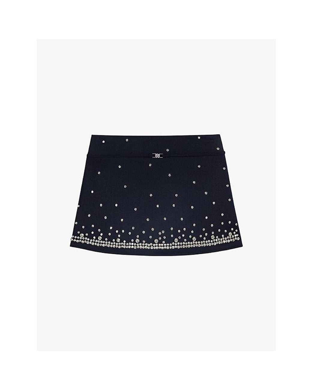 Maje Blue Layered Short-Sleeve Stretch Wool-Blend Mini Skort
