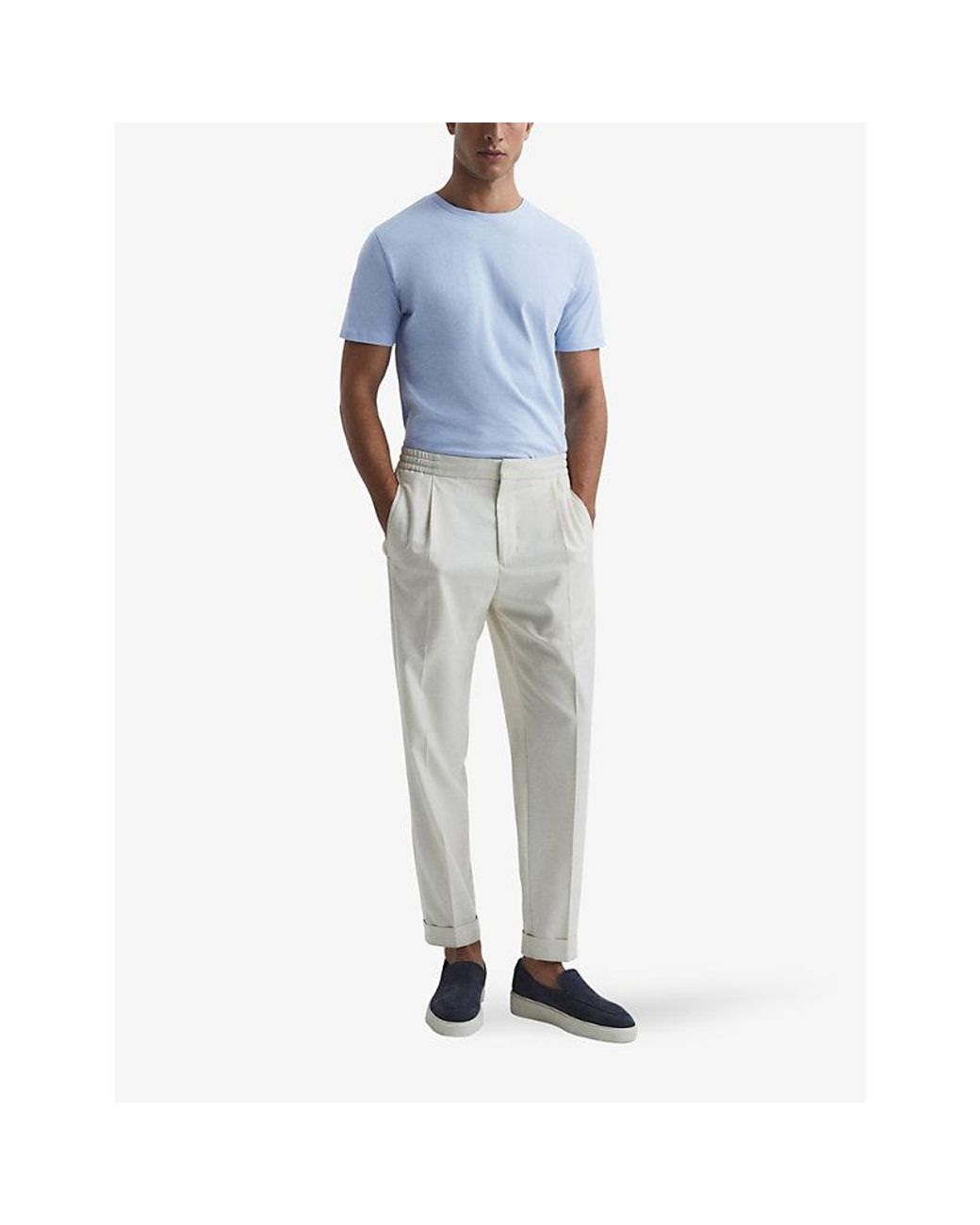 Reiss Blue Bless Crewneck Cotton-Jersey T-Shirt for men