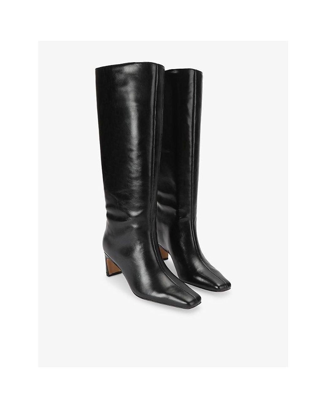 Steve Madden Black Jendi Heeled Leather Knee-High Boots