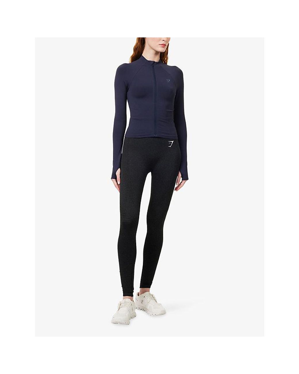 GYMSHARK Blue Soft Sculpt Zip Up Stretch-Woven Jacket