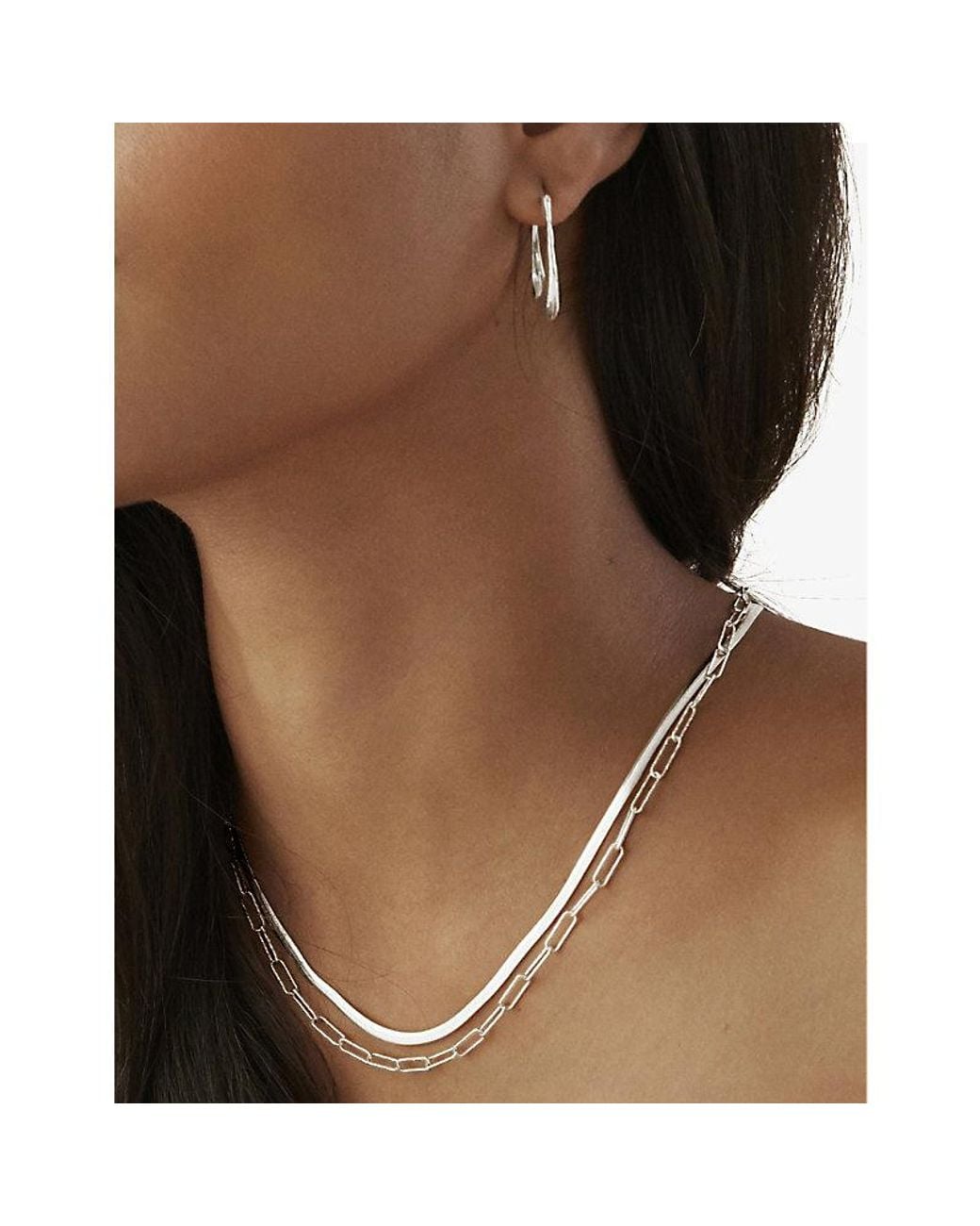 Monica Vinader Metallic Snake Sterling- Chain Necklace