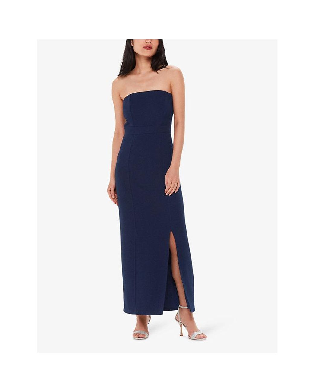 Whistles Blue Gemma Strapless Stretch Recycled polyester Maxi Dress