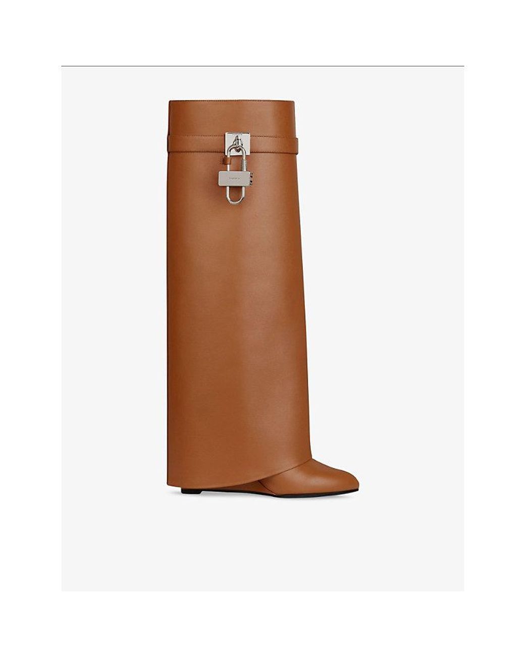 Givenchy Brown Shark Lock Leather Heeled Boots
