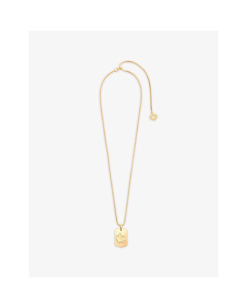 Maje White Zodiac-Plaque Metal Necklace