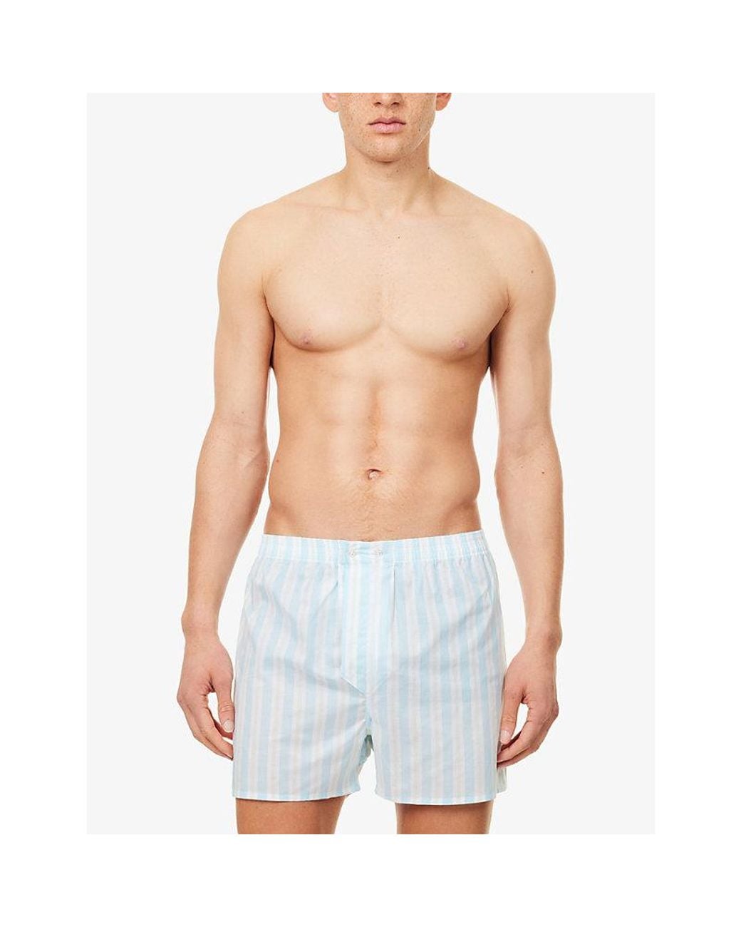 Derek Rose Blue Amalfi Classic-Fit Cotton Boxer Shorts for men
