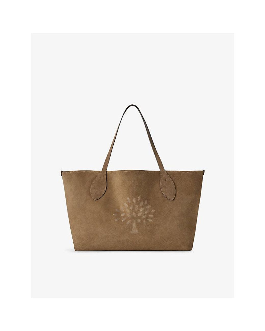 Mulberry Brown Oversized Tree Suede Tote Bag