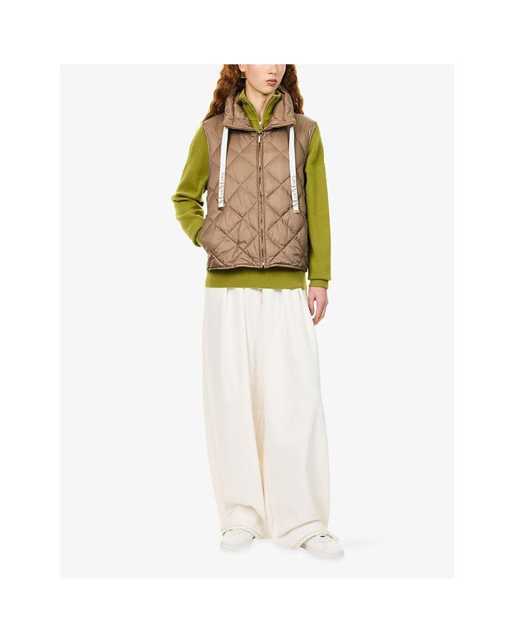 Max Mara Natural Diamond-Patterned Quilted Shell-Down Gilet