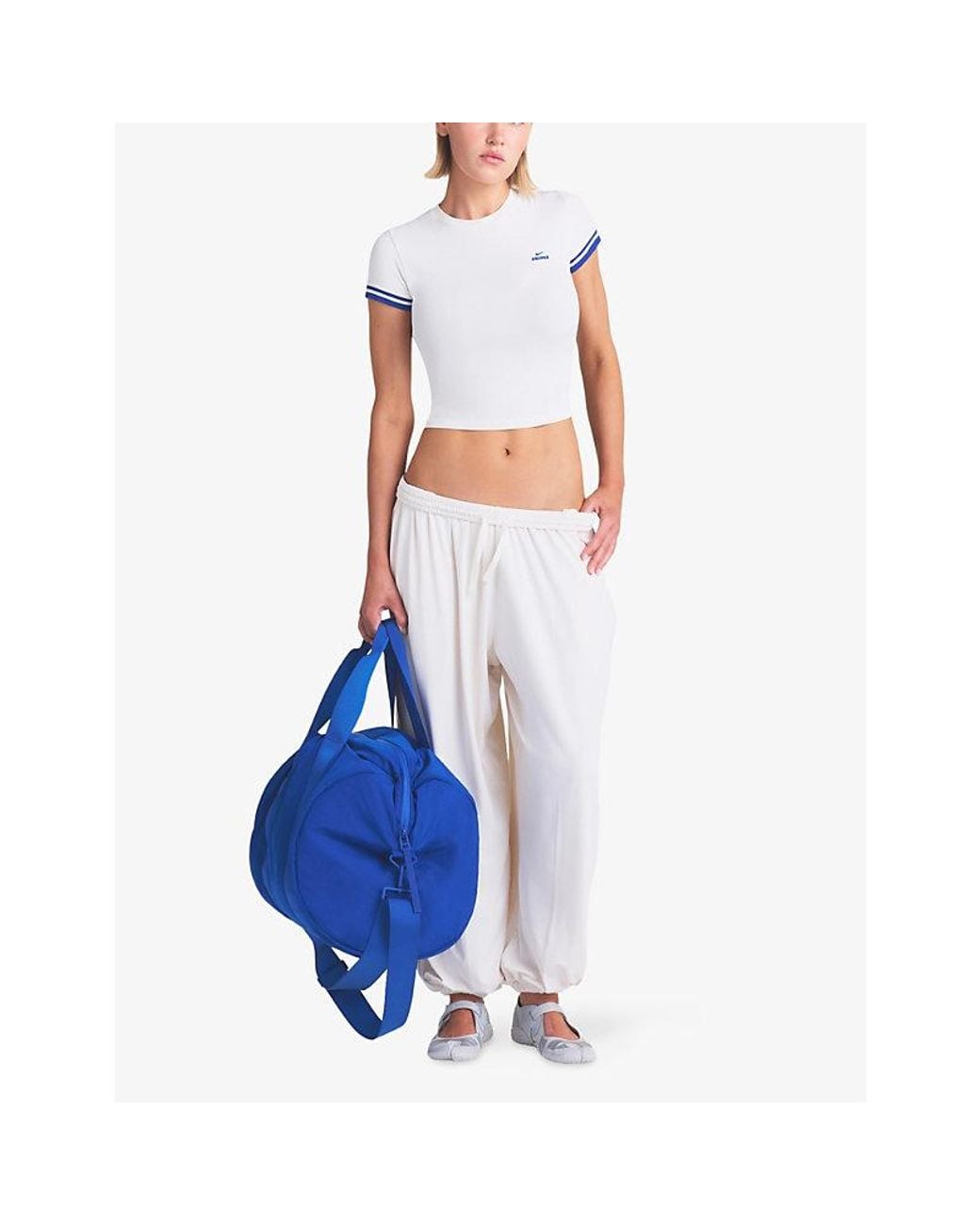 NikeSKIMS White Stretch Knit Cropped Crew-Neck Top