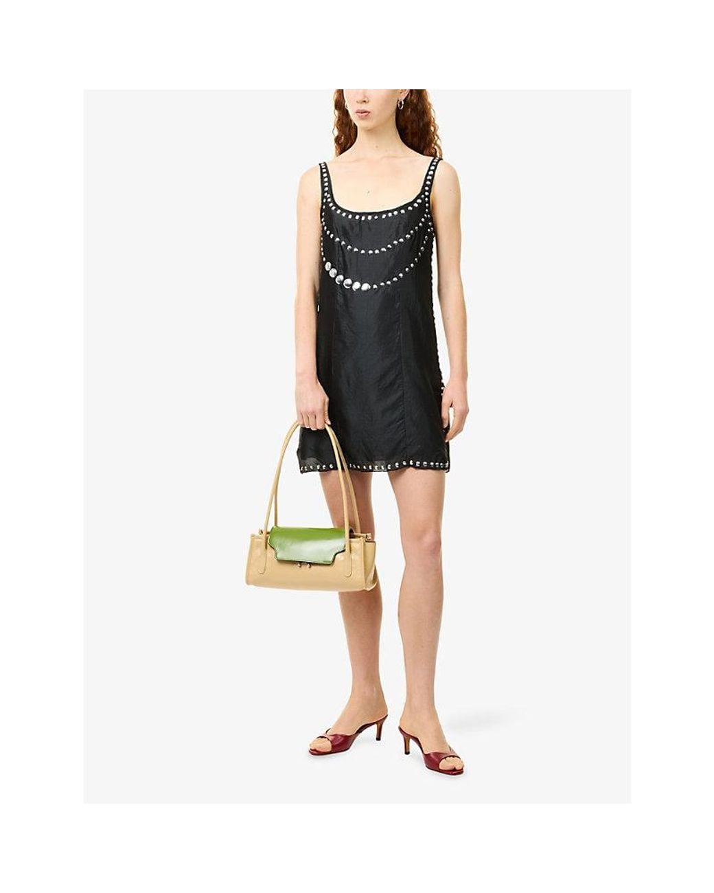 GIMAGUAS Black Claude Jewel Silk Mini Dress