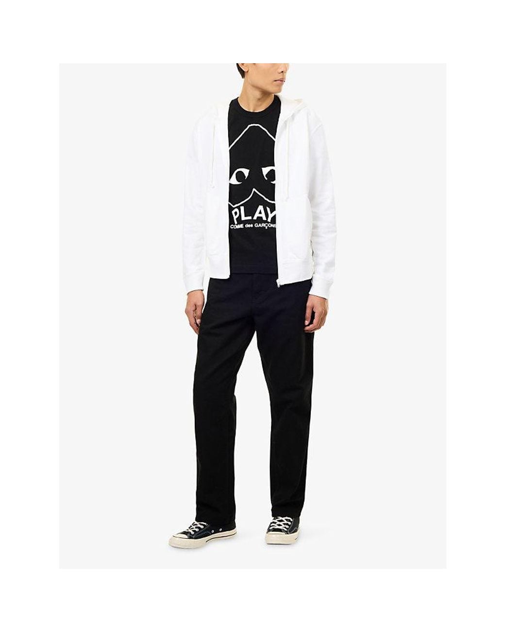 COMME DES GARÇONS PLAY Black Upside Down Heart Print Cotton-Jersey T-Shirt for men
