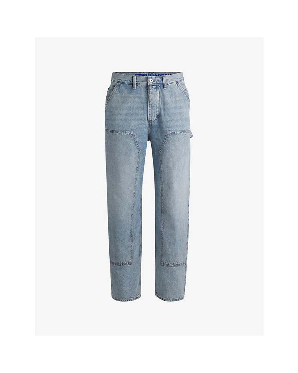 HUGO Blue Relaxed-Fit Mid-Rise Carpenter Denim Jeans for men