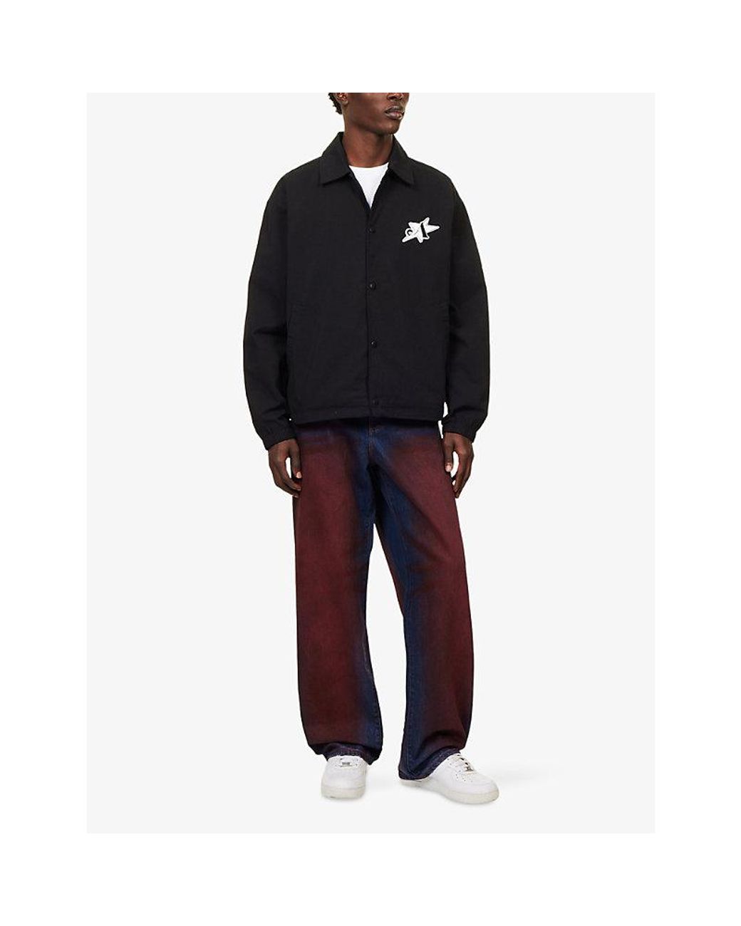 AWAKE NY Blue Les Coach Embroidered Cotton-Blend Jacket for men