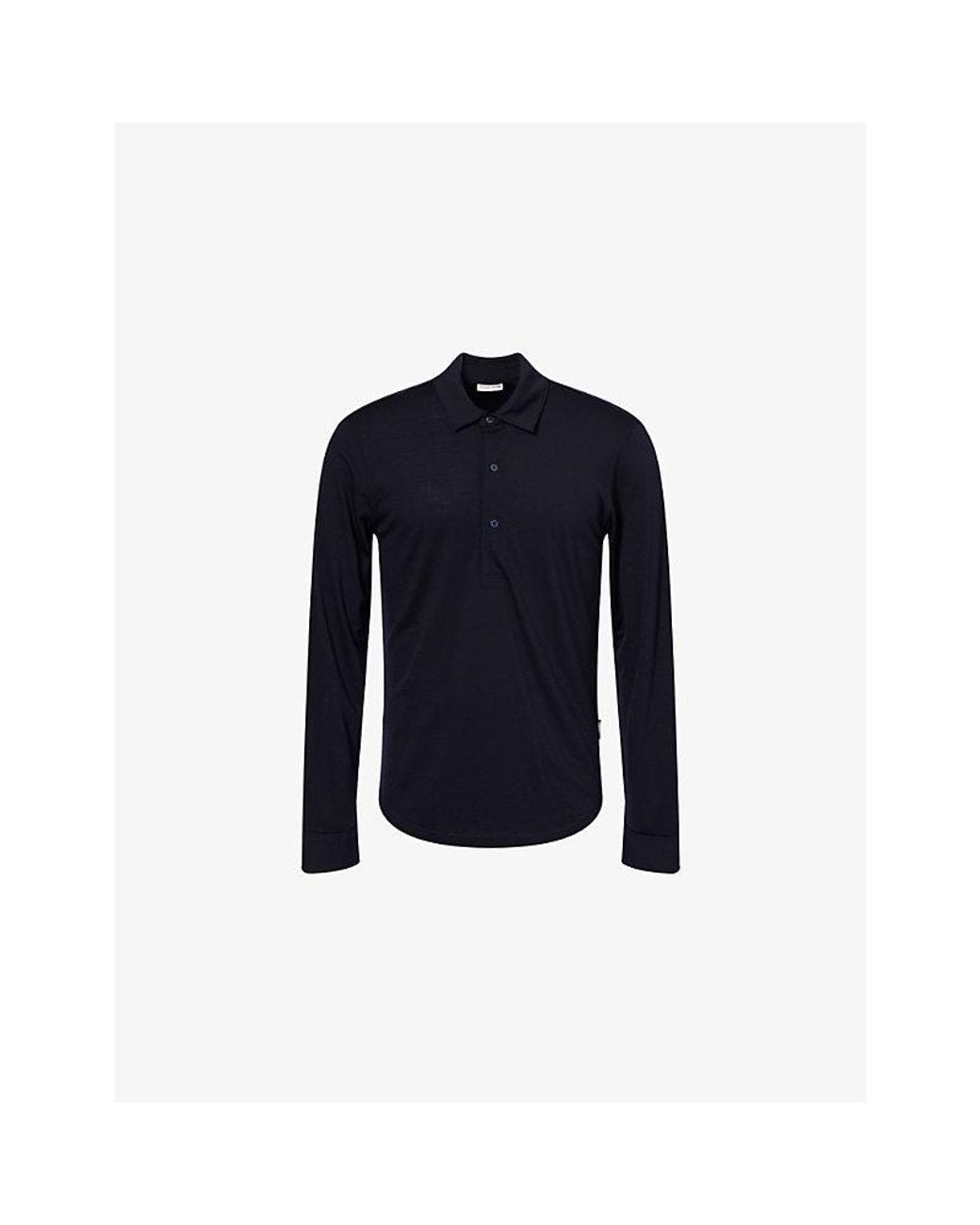 Orlebar Brown Blue Sebastian Ls Lux Long-Sleeves Wool Polo Shirt for men