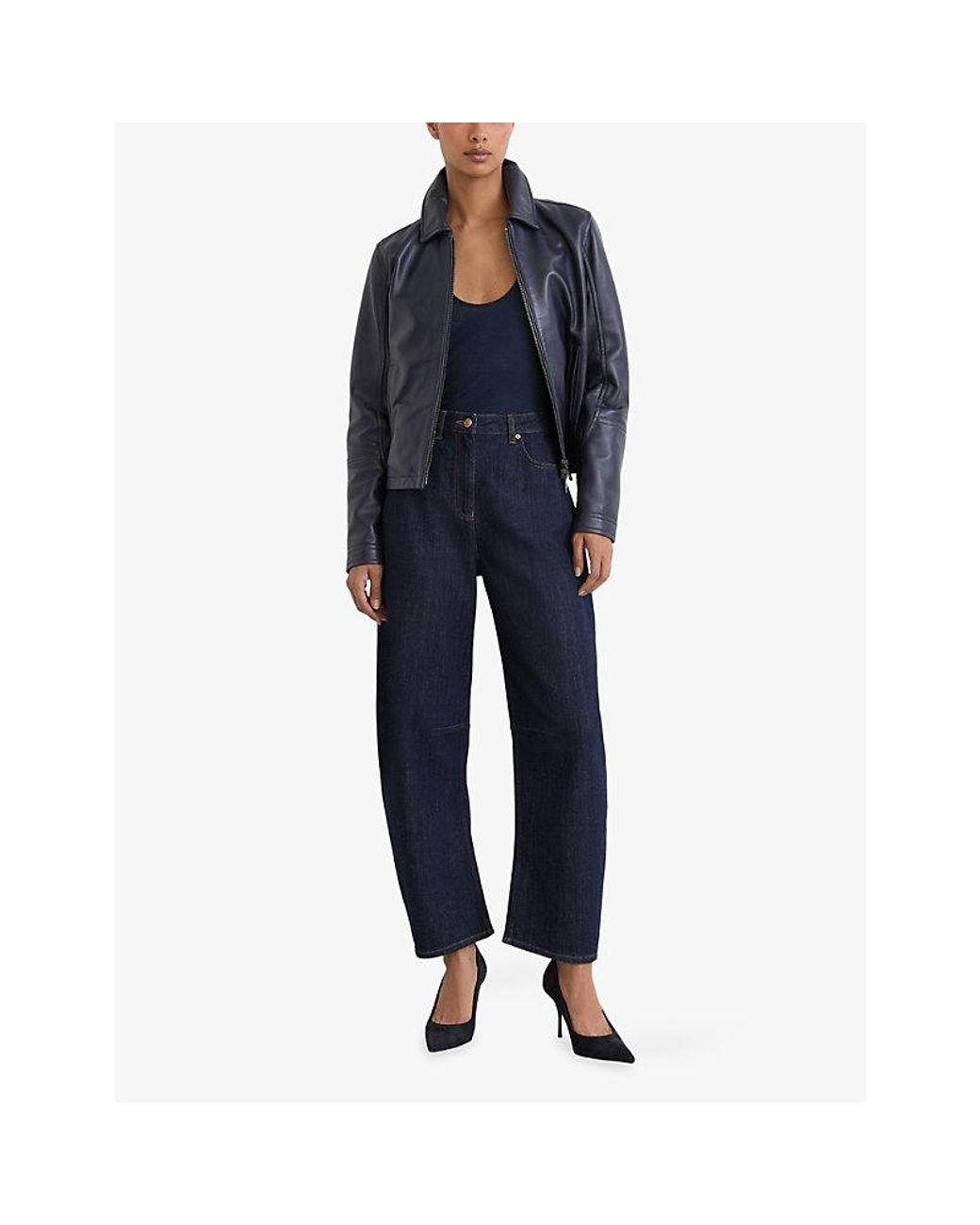 Reiss Blue Levitt Barrel-Leg Denim Jeans
