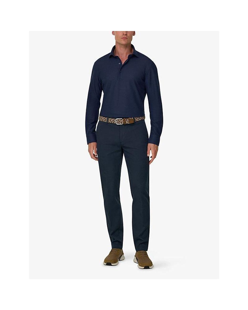 Boggi Blue Straight Regular-Fit Stretch-Cotton Trousers for men