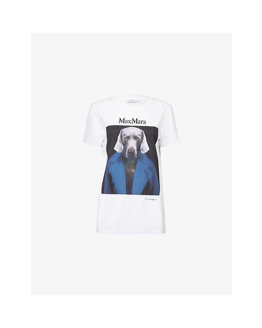 Max Mara Blue Iconic Printed Cotton T-Shirt