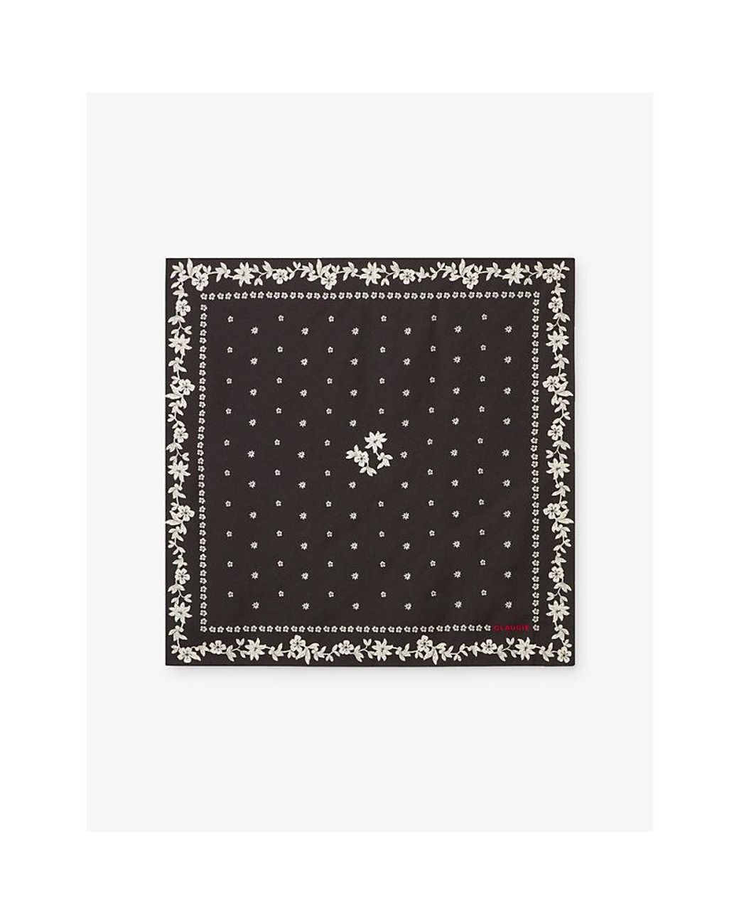 Claudie Pierlot Black Printed Square Silk Scarf