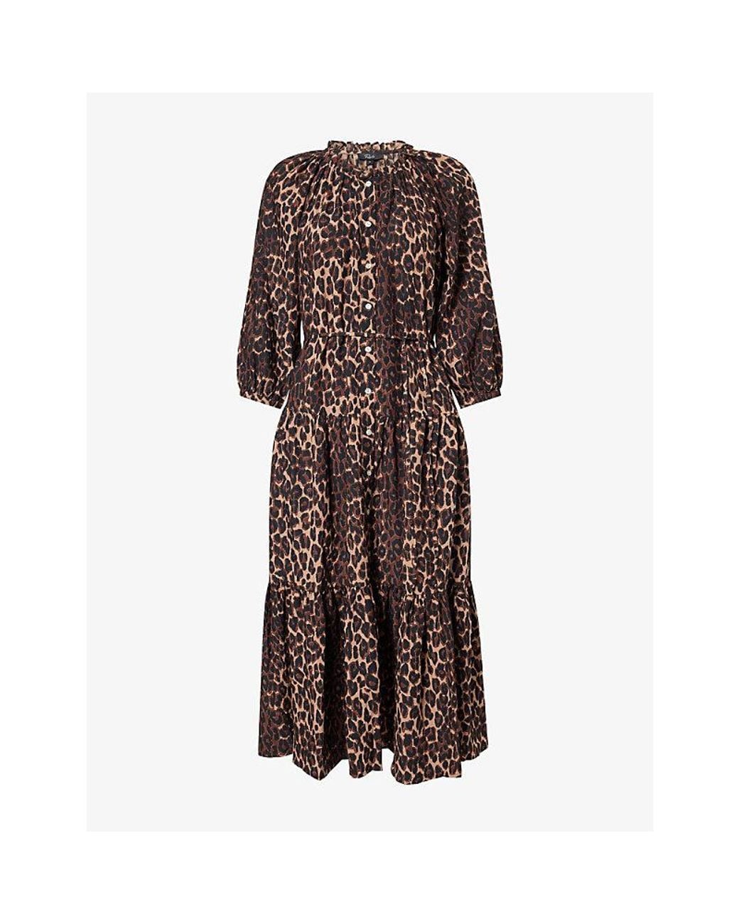 Rails Brown Leanne Leopard-Print Woven Maxi Dress