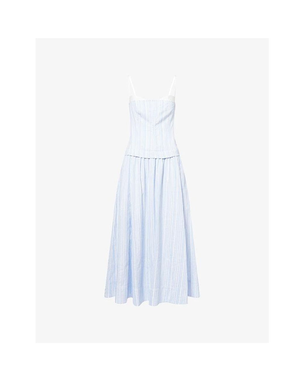 Jonathan Simkhai Blue Quinlin Bustier Woven Midi Dress