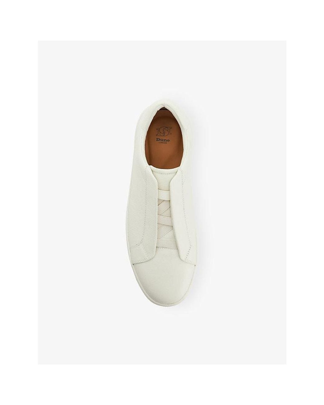 Dune White Troys Laceless Leather Trainers
