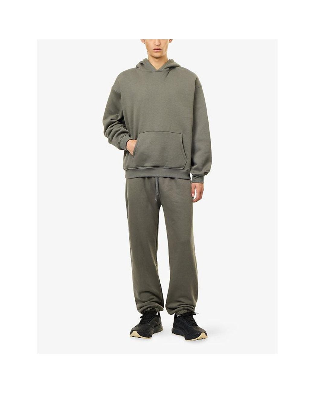 Skims Gray Fleece Lounge Relaxed Cotton-Jersey Hoody for men