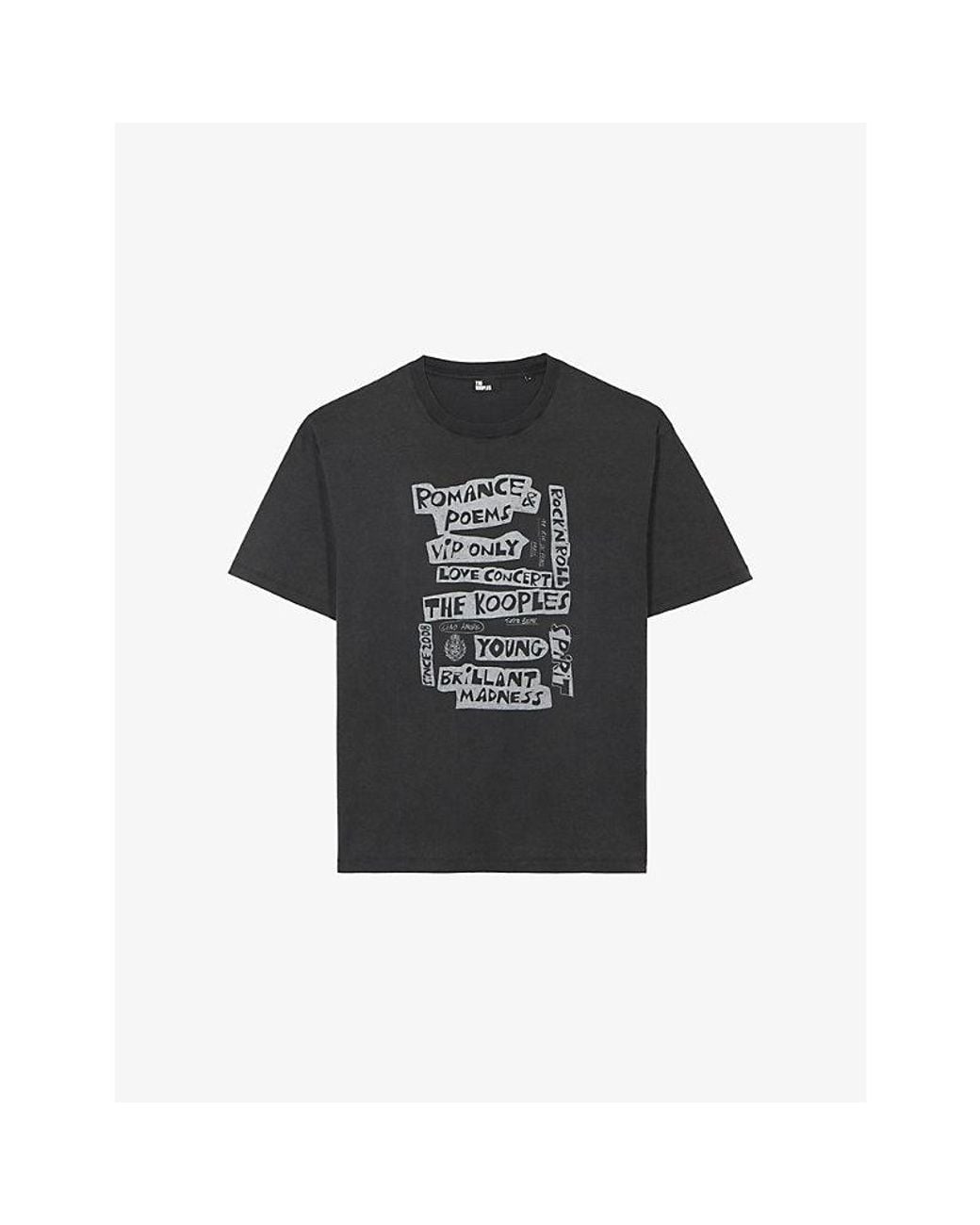The Kooples Black Graphic-Print Short-Sleeve Cotton T-Shirt for men