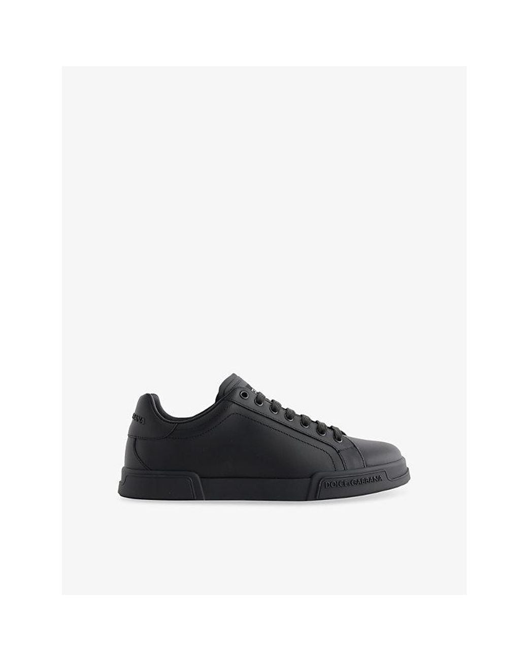 Dolce & Gabbana Black Portofino 2.0 Clean Leather Low-Top Trainers for men
