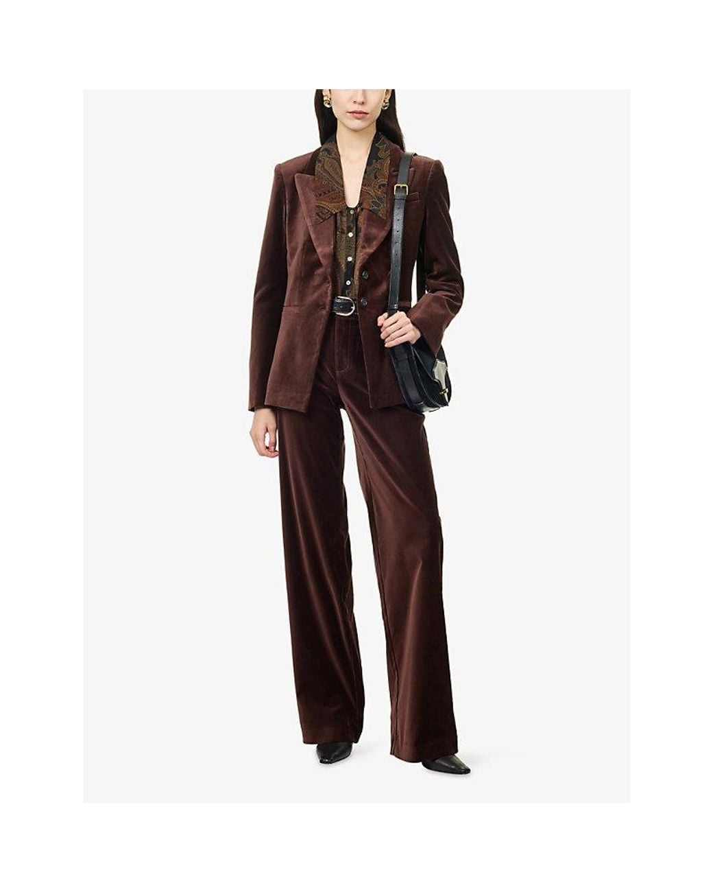 PAIGE Purple Sasha Wide-Leg Velour Jeans