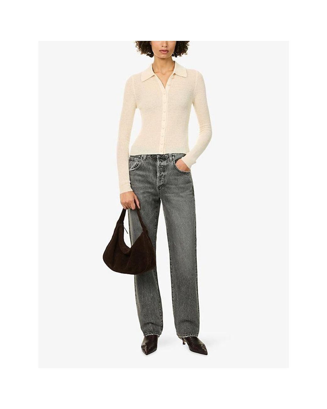 Citizens of Humanity Gray 90S Straight-Leg Denim Jeans